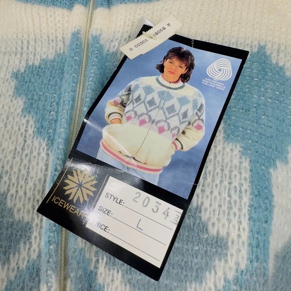 Vintage Moffat Woolens Cream Wool Zip Front Fair Isle Jacket L - Picture 4 of 9